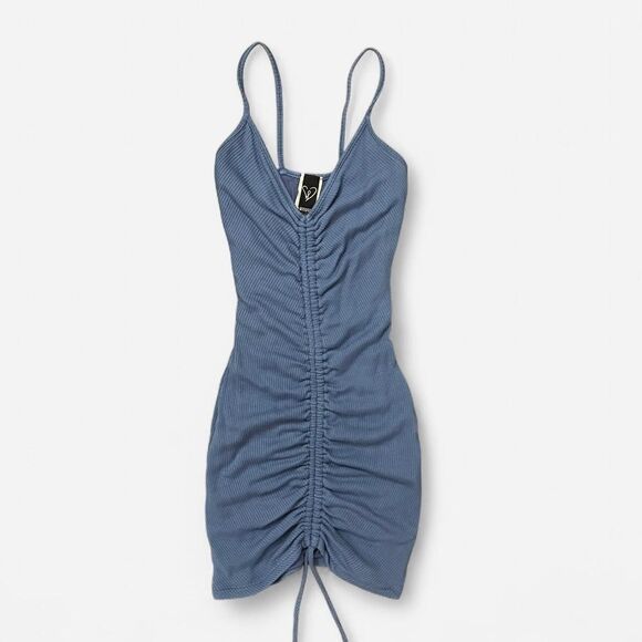 Windsor get drawn blue ruched mini dress - Picture 2 of 4